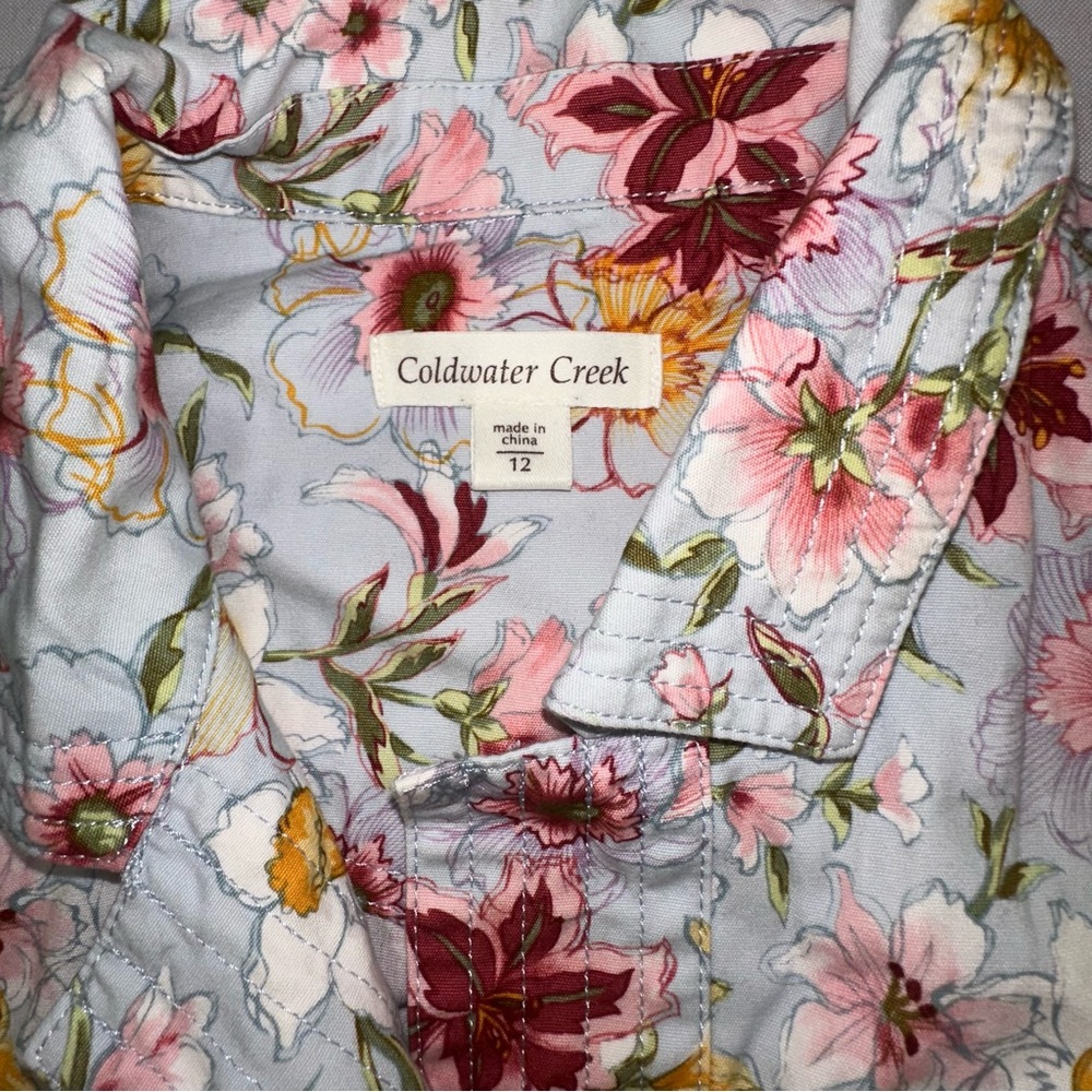 Coldwater Creek Women Floral Blazer Jacket Size 12 Whimsical Spring Colorful - Picture 7 of 9